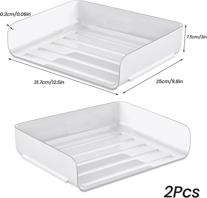 Tomorotec Desk Letter Tray Set, A4 Size White Stackable Document Organizer Office Desktop File Paper Holder Book Storage Rack Side Load Anti-Skid Stacking Support Convex Bottom (2X Landscape)