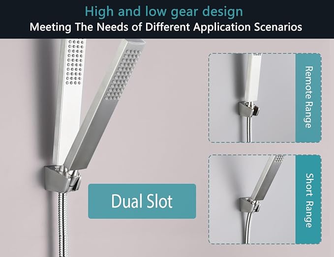 Dual Slot Handheld Shower Head Holder, Secure Screw-in Wall Mount Bracket, 304 Stainless Steel Shower Wand Holder(1Pcs)
