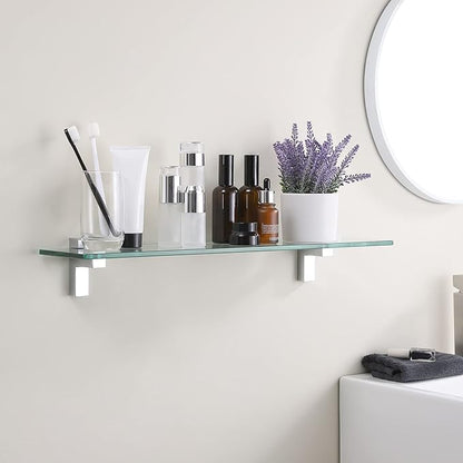 KES Bathroom Shelf 24 Inch Glass Shelf Wall Mounted Tempered Glass Shelves Polished Chrome Finish, BGS3201S60