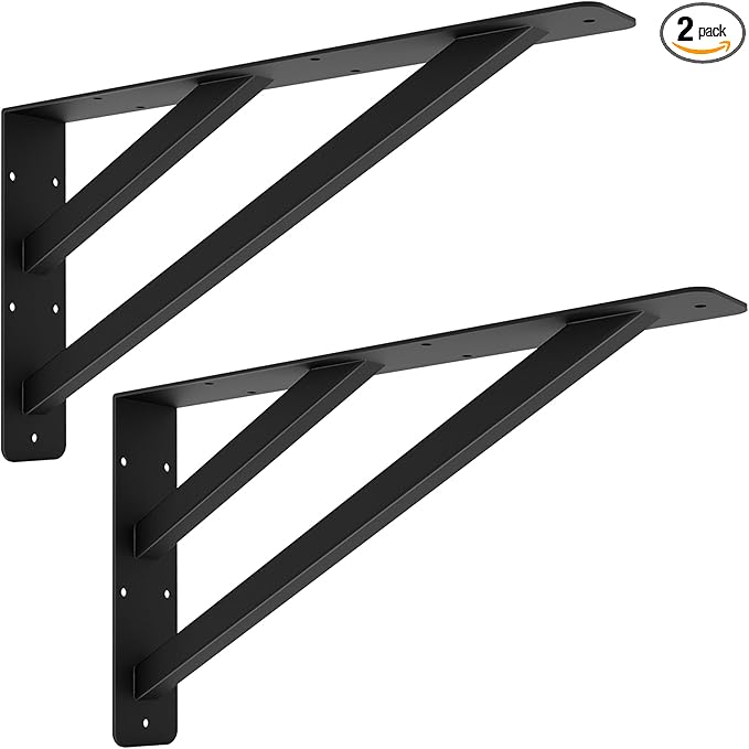 2Pcs Shelf Bracket Countertop Support Brackets 16 Inch Heavy Duty Floating Shelf Bracket Corbels for Countertops, Fireplace Metal Brackets for Shelves Tops Cabinetry Work Bench