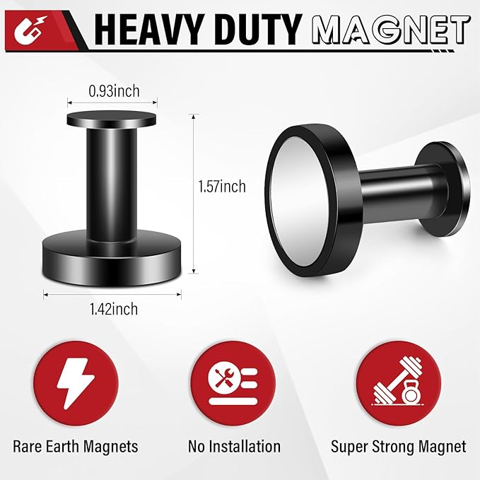 Magnetic Hooks for Cruise Cabins, Black 150lb Strong Magnetic Hooks, Magnetic Coat Hook, Heavy Duty Magnets for Wreath, Classroom, Hanging, Grill, Cruise Ship, Camping, 6Pcs