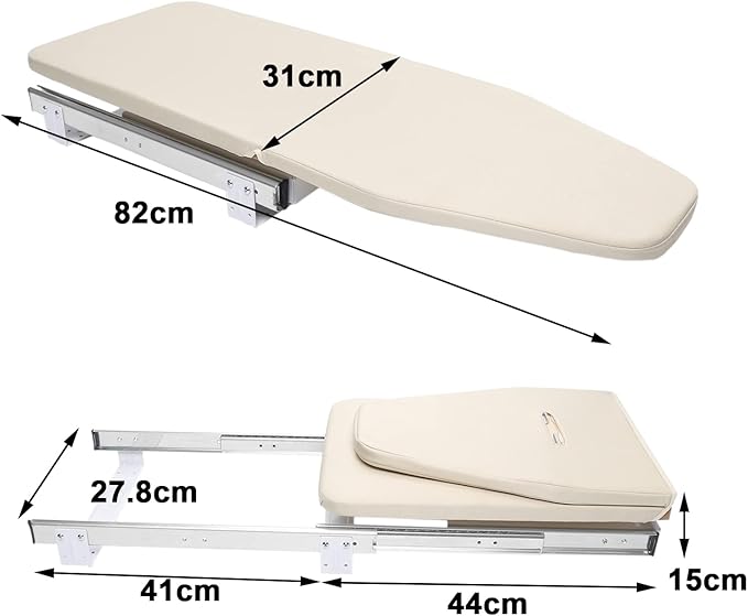 180°Rotation Wall-Mounted Ironing Board Foldable Clothes Ironing Table Pull-Out Stow Away Ironing Board Retractable Small Ironing Storage Station for Home Apartment