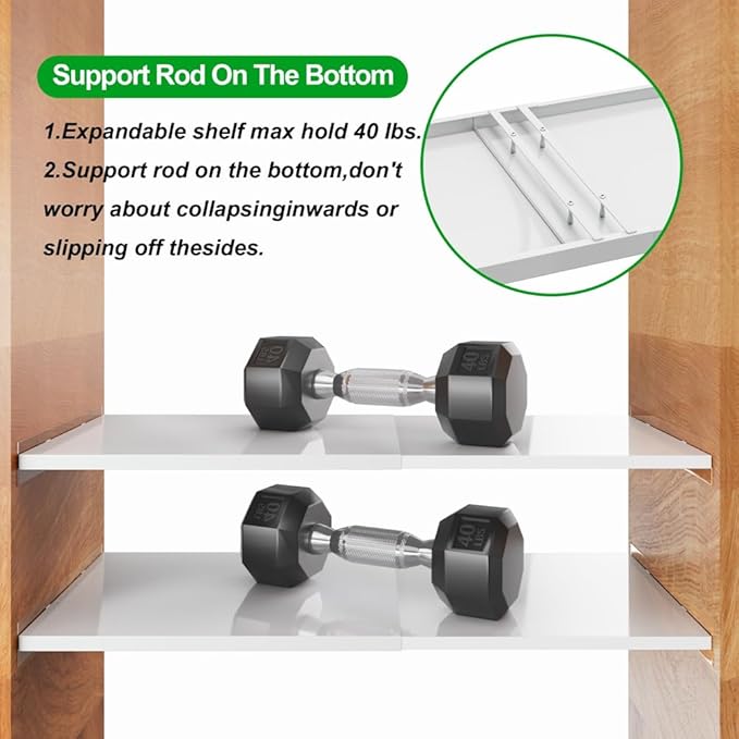 Slideep Closet Shelf Expandable Closet Organizer, Heavy Duty Adjustable Clothes Hanger Rack, DIY Space Saver Layered Separator Divider for Cabinet Wardrobe Cupboard, 16.9-31.5''L