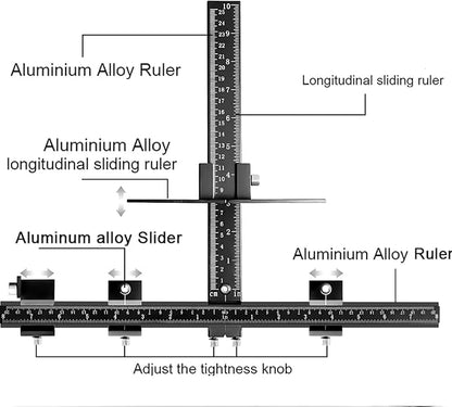 King&Charles Cabinet Hardware Jig, Aluminum Alloy Cabinet Handle Jig + Auto Hole Punch + Point Drils Bits, Use for Handles Knobs Pulls on Drawers/Doors, Wood Drilling Dowelling Guide Set.