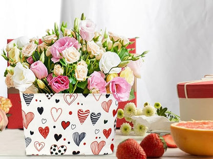 Rectangular Kids Storage Basket,Heart Baskets Organizer.Cute Storage Bin with Handles. Love Basket,Girls Room Decor,Toys Box,Gifts Bins Empty.(Line Love)