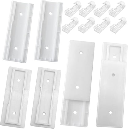 ACKLLR 4 Pack Self Adhesive Power Strip Holder Fixator Wall Mount Plug-in Socket Fixer Bracket Stand with 16 Pcs Cable Organizer Clips Clear for Remote Control Router Desk Computer Kitchen Home Office