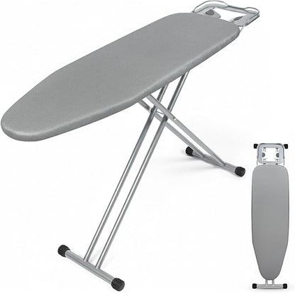 Ironing Board Full Size 54" L x 13" W, Foldable & Adjustable Height Iron Board with Heat-Resistant Cover and Iron Rest, Sturdy & Space-Saving Ironing Table for Home