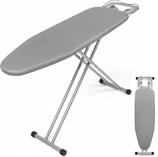 Ironing Board Full Size 54" L x 13" W, Foldable & Adjustable Height Iron Board with Heat-Resistant Cover and Iron Rest, Sturdy & Space-Saving Ironing Table for Home