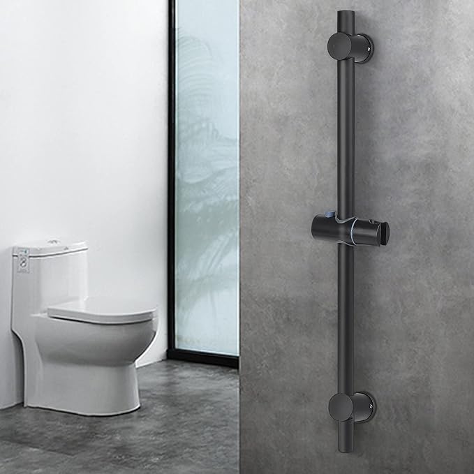 NearMoon Shower Slide Bar with Height/Angle Adjustable Handheld Shower Holder, Bathroom SUS 304 Stainless Steel Shower Head Holder for Bath (Screw Mounted, Matte Black)