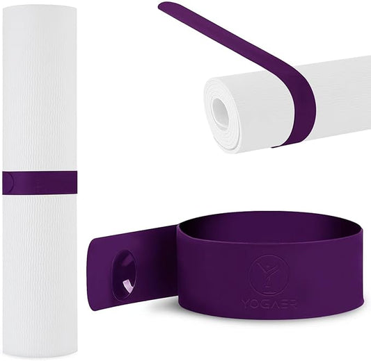 25" Yoga Mat Strap | Slap Band Holder for Carrying and Storage Mats | Rolled Scrunchie Yoga Essential Accessory