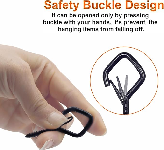 20PCS Eye Screw Hooks for Hanging Heavy Duty with Safety Buckle.Metal Ceiling Hooks for Hanging Plants,Cup,Wind Chime,Bird Feeders,String Lights at Indoor&Outdoor,2.36 Inch(No Drill Bit)