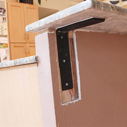 WINKER Countertop Support Bracket 1 Pack Heavy Duty 3/8" Thick Hidden L Shelf Bracket 12" x 6" x 2.5" Metal Corbels for Quartz/Granite/Wood/Concrete/Laminate Countertops, Black