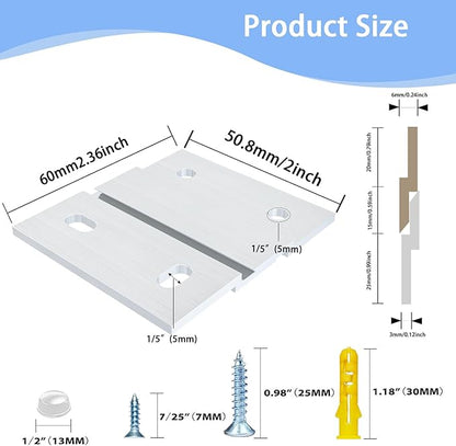 2 Inch French Cleat Hanger, Aluminum French Cleat, Mirror Hanging Hardware, French Cleat Heavy Duty for Panel, Whiteboard, Cabinet, Shelf, Headboard, Art (2 Pairs, Support 30lbs)