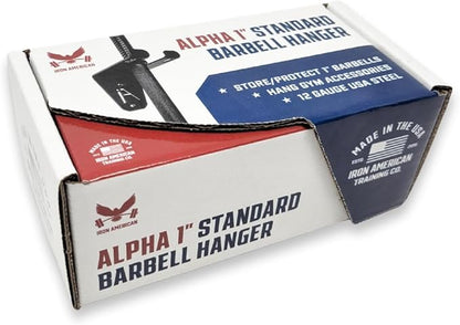IRON AMERICAN Alpha Barbell Gym Wall Mount Storage 100+ Pound Capacity - Multi-Use Barbell Wall Holder, Barbell Hanger 4.25 x 6.75 x 7.25 Inches - Holds Any Standard Olympic Barbell - Hardware Included
