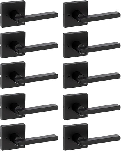 Kwikset Halifax Interior Privacy Door Handle with Lock, Door Lever for Bathroom and Bedroom, Matte Black, Reversible Keyless Turn Lock, with Microban Protection, 10 Pack