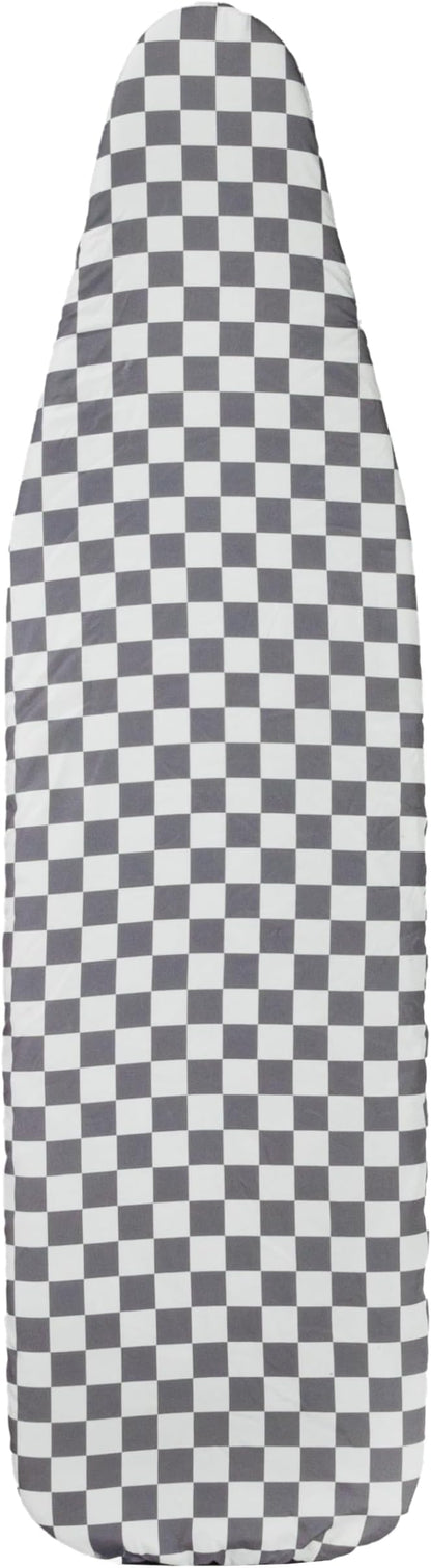 Household Essentials Wide Cotton Ironing Board Replacement Cover, White and Grey