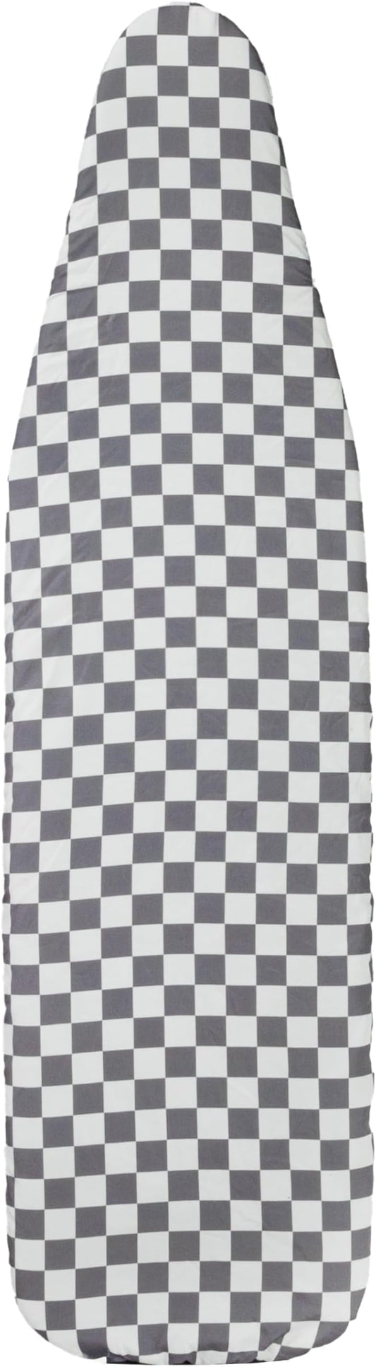 Household Essentials Wide Cotton Ironing Board Replacement Cover, White and Grey