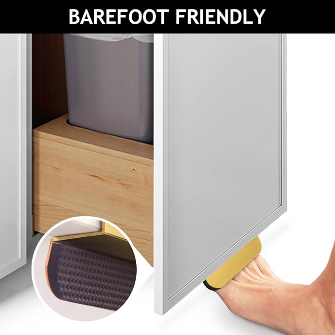 1-Pack Under Cabinet Foot Pull with Adhesive and Screws, Hands Free Toe Foot Pull Opener for Kitchen Trash Cabinet Drawer, 4 Inch (Gold)
