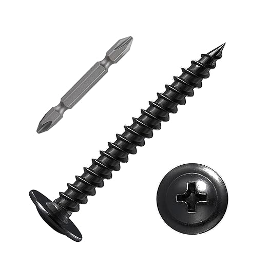 Wensilon（400 pcs）#4×1" Phillips Truss Head Wood Screws Black Galvanizing Quick Metal Self Tapping.