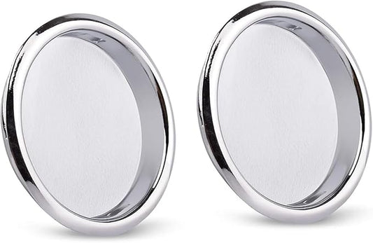 HOMOTEK 2 Pack Closet Door Finger Pull 2-1/16”, Easy Snap in Installation, Chrome Finish,Fits a 5/16”Depth x 2-1/16" Diameter Opening Hole