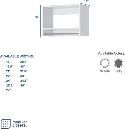 MC Modular Closets Vista Collection Tall Hanging Closet Organizer with Rod and Shelf (White, 36 Inches Wide)