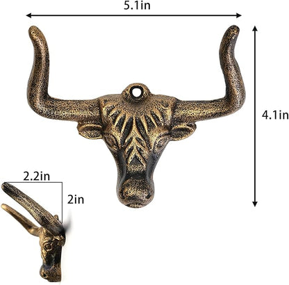 1 Pack Cast Iron Wall Hook,Animal Towel Hook,Key Hanger,Bull Head Wall Decor,Entryway Coat Hooks,Old Farmhouse Decor