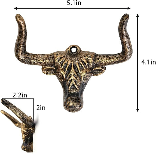 1 Pack Cast Iron Wall Hook,Animal Towel Hook,Key Hanger,Bull Head Wall Decor,Entryway Coat Hooks,Old Farmhouse Decor