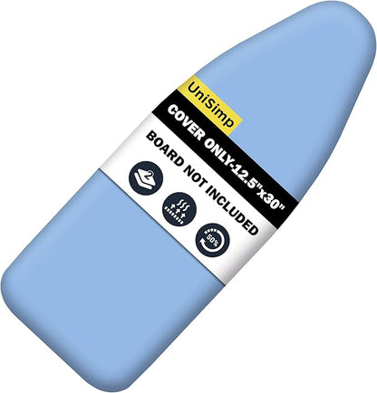 Small Ironing Board Cover and Pad 12.5"x30" Small Iron Board Cover with Padding, Tabletop Mini Ironing Board Cover and Pad Small Size, Cotton Canvas, Heat Resistant, Drawstring Closure Blue