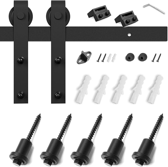 SMARTSTANDARD 6.6 Feet Heavy Duty Sturdy Sliding Barn Door Hardware Kit -Smoothly and Quietly -Easy to Install -Includes Step-by-Step Installation Instruction Fit 40" Wide Door Panel (J Shape Hanger)