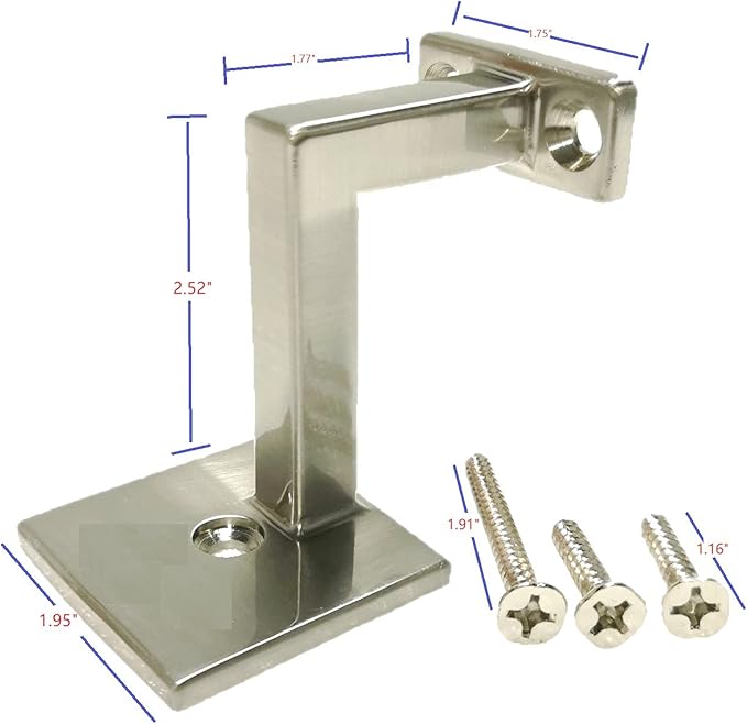 Square Handrail Brackets for Staircase Stair Railing Brackets with Screws (Pack of 5) (Satin Nickle)