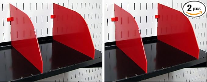 Wall Control Pegboard Shelf Divider for 9in Deep Pegboard Shelf Assembly for use Pegboard and Slotted Tool Board – Red (Pack of 2)