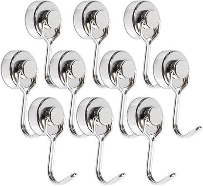 MAGXCENE Swivel Swing Magnetic Hooks, Strong Neodymium Magnetic Hooks Heavy Duty for Hanging, Rare Earth Magnet Hagner for Grill Locker Classroom Cruise Kitchen Indoor Outdoor, 10 Pack
