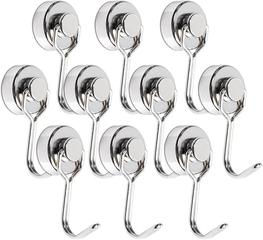 MAGXCENE Swivel Swing Magnetic Hooks, Strong Neodymium Magnetic Hooks Heavy Duty for Hanging, Rare Earth Magnet Hagner for Grill Locker Classroom Cruise Kitchen Indoor Outdoor, 10 Pack
