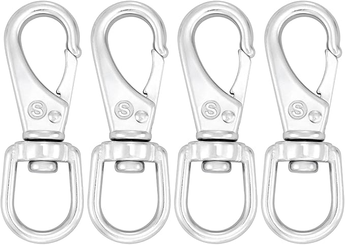 SHONAN 3.5 Inch Stainless Steel Flag Clips for Flagpole Rope- 4 Pack Diving Clips Flag Pole Clips, Swivel Snap Hooks for Dog leashes, Keychains, Boat Ropes, Bird Feeders
