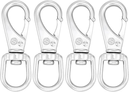 SHONAN 3.5 Inch Stainless Steel Flag Clips for Flagpole Rope- 4 Pack Diving Clips Flag Pole Clips, Swivel Snap Hooks for Dog leashes, Keychains, Boat Ropes, Bird Feeders