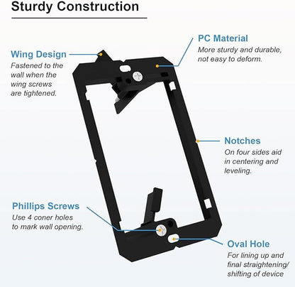 FGB 50 Pack Low Voltage Mounting Bracket, 1 Gang Low Voltage Box Brackets for Single Gang Wall Plate, Telephone Wires, Network Cables, HDMI, Coaxial, Speaker Cables, Black