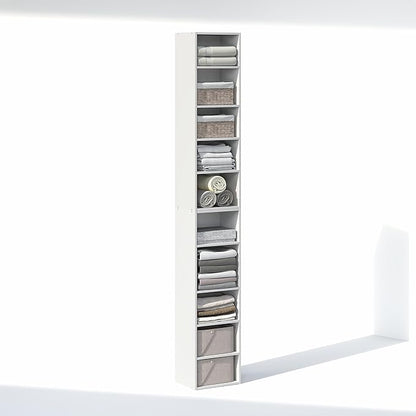 Furinno PASIR 10-Tier Closet Organizers and Storage, Open Shelf, Storage Organizer, 12-Inch Width, for Closet, Bedroom, White
