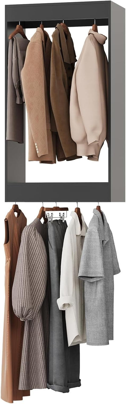 ROOMTEC 31.5" Double Hanging Closet Unit, Modular Closet System with Hanging Rod, Wardrobe Organizer for Bedroom or Walk-in Closet, Wall Mounted, Customizable Clothes Storage Unit, Black