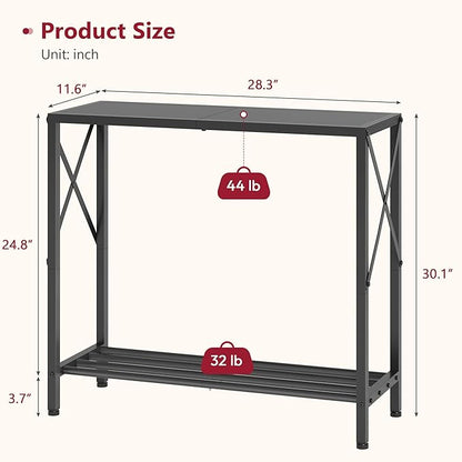 Tajsoon Small Entryway Table, 2-Tier Narrow Consle Table for Entryway, Small Hallway Table with Storage Shelves, Thin Sofa Table for Hallway, Living Room, Corridor, Office, Black