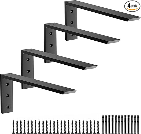 Premium Heavy Duty Countertop Brackets 14 inch 4 Pack (2/5" Thick),Granite Countertop Support 12" x 6" x 2 1/2",Shelf L Bracket Metal Corbels Suitable for Quartz,Wood,Concrete and Laminate Countertops