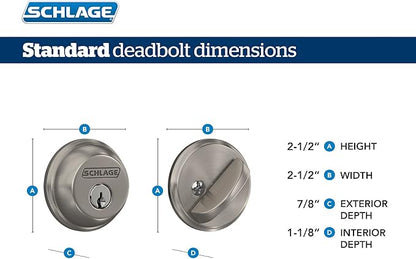 Schlage B60N621 Deadbolt with Standard Trim Keyed 1 Side, Highest Residential Security, Single Cylinder, Distressed Nickel