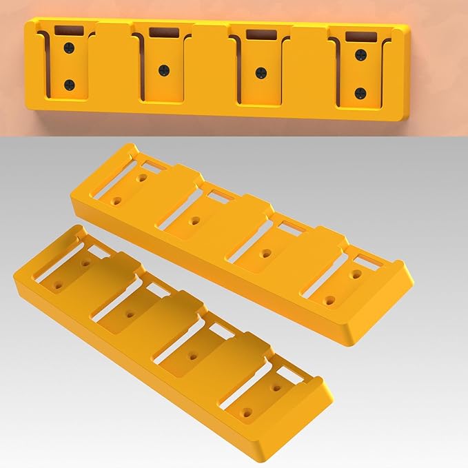 Battery Rack Compatible with DeWalt 20V Battery Holder, Mount 4 Slot Bulk Battery Garage Tool, Tools for Dewallt 20v , Wall Display Hook Holder (Black-4pc)