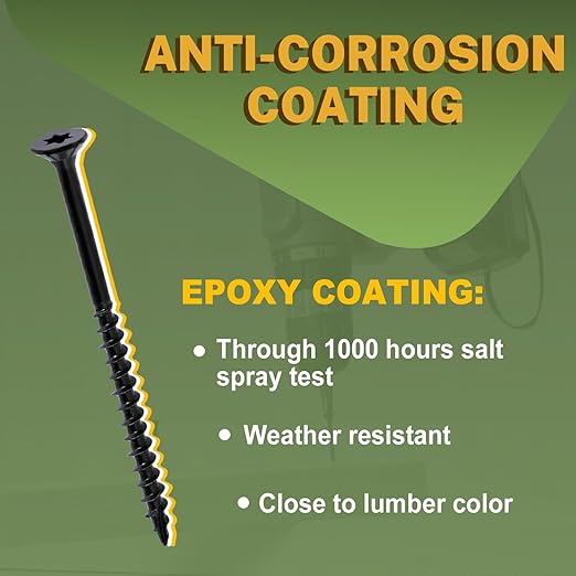 LIONMAX Deck Screws #14 x 6 Inch, 50 PCS, Black Long Wood Screw, Rust Resistant, Exterior Epoxy Coated for Outdoor Decking, Torx/Star Drive Head, T30 Star Bit Included