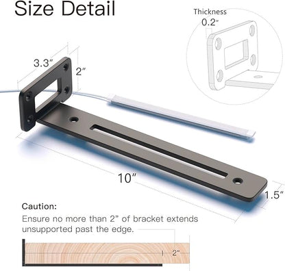 LEOPO Openwork 10 Inch 6-Pack Heavy-Duty Shelf Brackets, 1/5'' Thick Carbon Steel, Built-in LED Lights (3000K Warm White with Remote), 200LBS Load Capacity for Kitchen, Bookshelf, Display Case