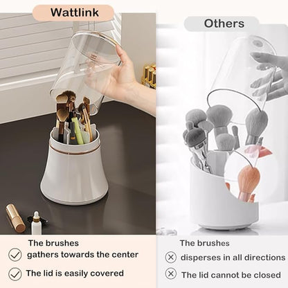 Exquisite makeup brush organizer, Makeup Brush Holder with Lid, Cosmetic Tools Storage Organizer for Vanity Desktop Bathroom Countertop ( White )
