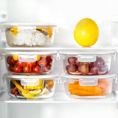 Igluu Meal Prep Round Glass Containers with Air Vent Lids (5 Pack+Extra Lid) – Airtight & BPA-Free – Oven, Microwave, Freezer and Dishwasher Safe – 32oz – Durable Borosilicate Glass