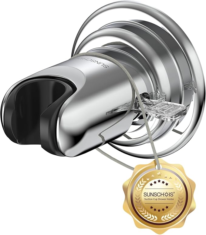 Strong Suction Cup Shower Head Holder - No Drill Handheld Shower Bracket for Seniors, Kids & Pets, Tool-Free Adjustable Height Bathing Aid for Tile/Glass, Rustproof ABS Construction