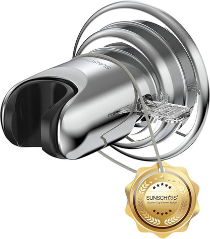 Strong Suction Cup Shower Head Holder - No Drill Handheld Shower Bracket for Seniors, Kids & Pets, Tool-Free Adjustable Height Bathing Aid for Tile/Glass, Rustproof ABS Construction