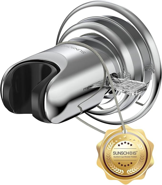 Strong Suction Cup Shower Head Holder - No Drill Handheld Shower Bracket for Seniors, Kids & Pets, Tool-Free Adjustable Height Bathing Aid for Tile/Glass, Rustproof ABS Construction