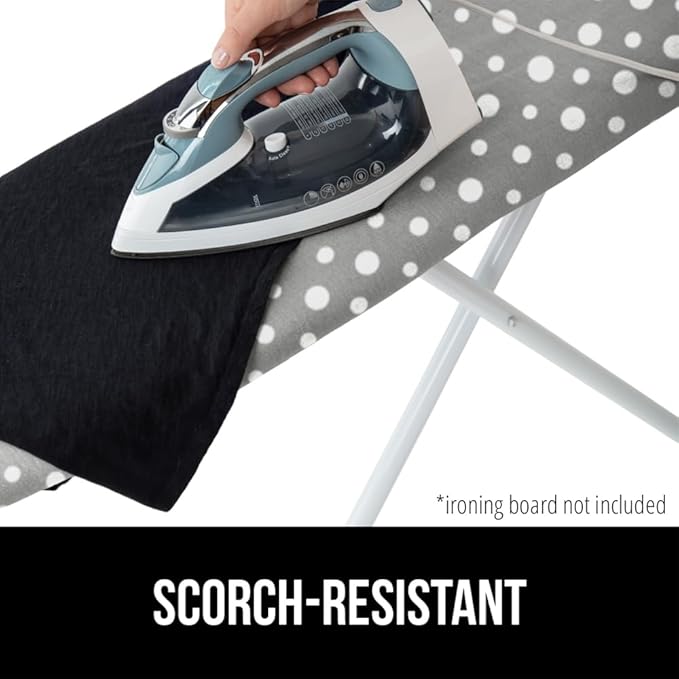 GORILLA GRIP The Original Ironing Board Cover and Pad, Silicone Coating, Thick Scorch Resistant Padding, Heavy Duty Iron Covers Standard Boards, Hook and Loop Fastener Strap, Dots, 15x54